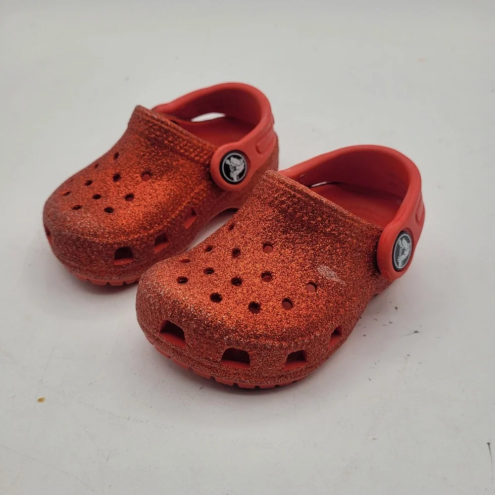 Crocs‎ Kids' Sparkle Clog Slip-On Shoes Ruby Red Toddler Size C4 Wizard Of Oz